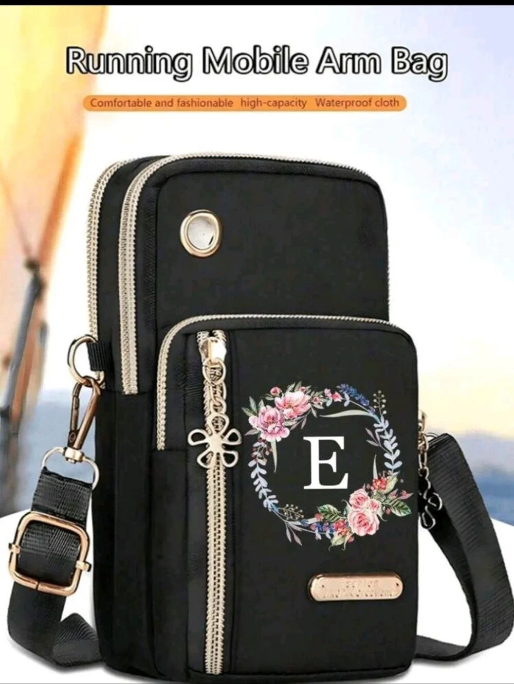 Black Minimalist Letter Design Mini Crossbody Bag With Phone pocket And Wallet